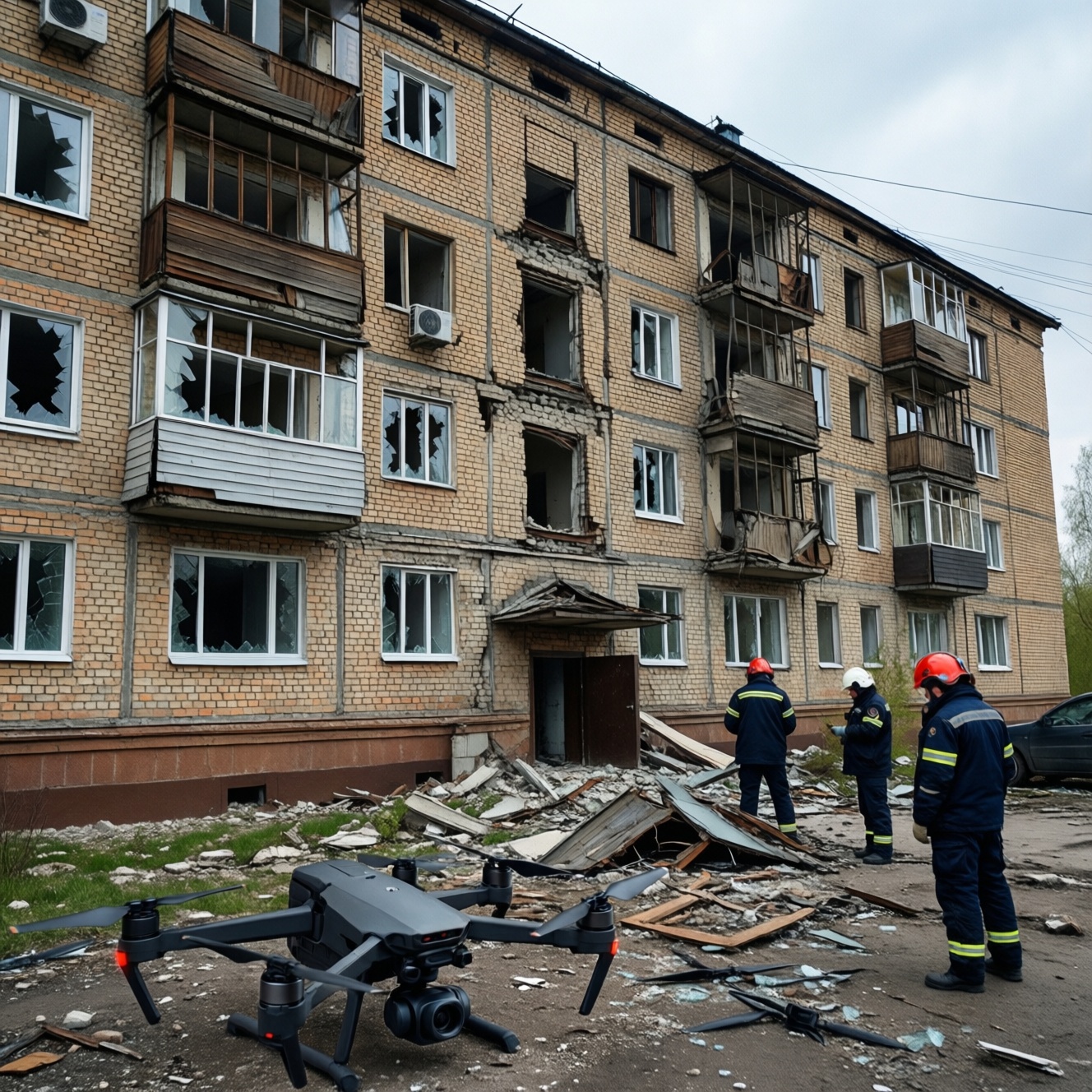 Обломки беспилотника повредили многоэтажный дом в Ельце Липецкой области